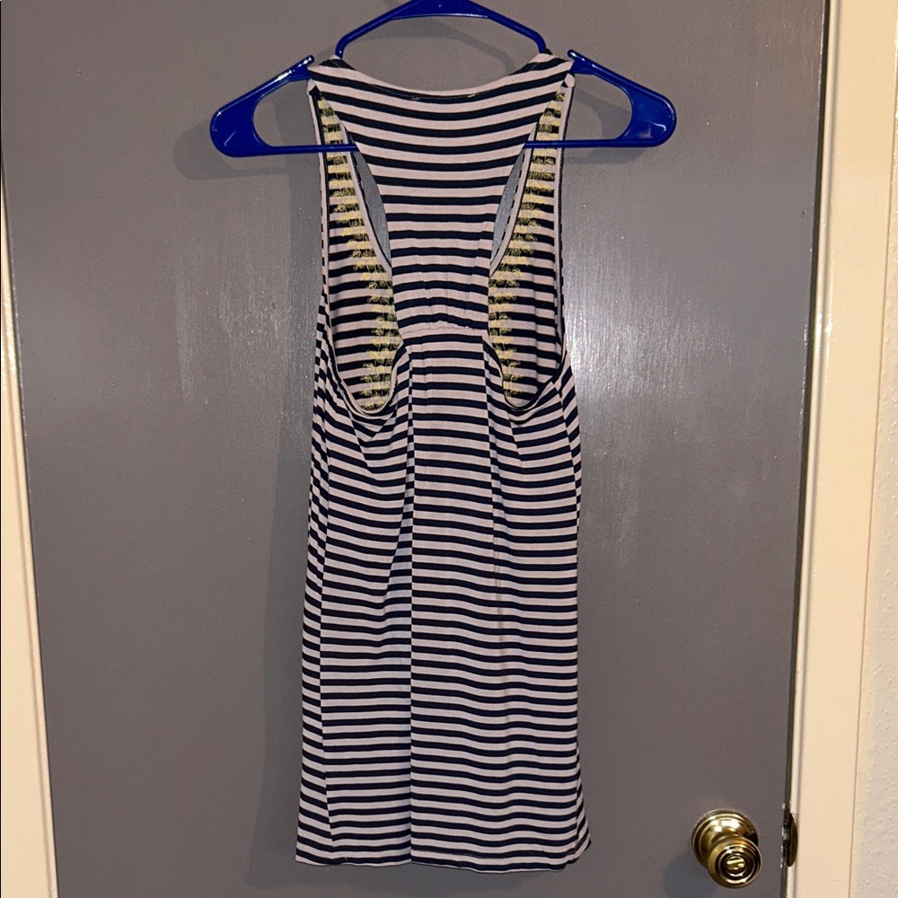 Striped Tank Top with Yellow Embroidery Small - Picture 6 of 8
